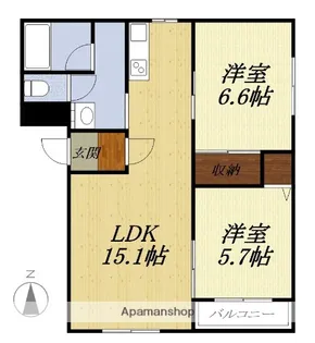 グレイスメゾン【1B号室】の間取り