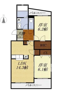 2LDKの間取り画像