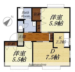 パルク【B102号室】の間取り
