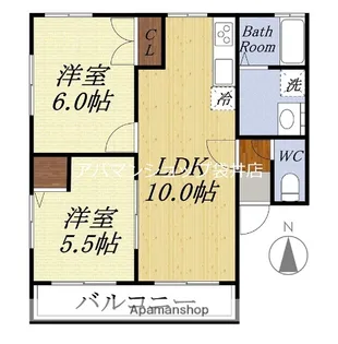 ボヌールA【201号室】の間取り