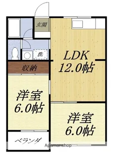 2LDKの間取り画像