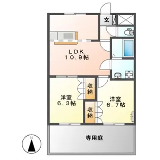アイル・プティ【1階】の間取り
