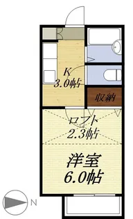 カーザ方丈【201号室】の間取り
