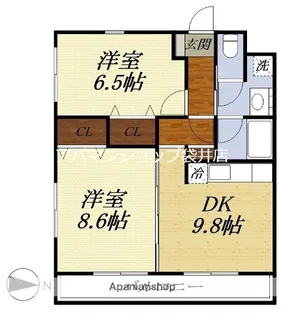 LARA今之浦【201号室】の間取り