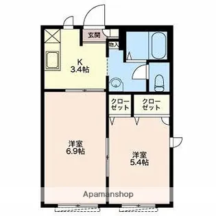 クローバーB【101号室】の間取り