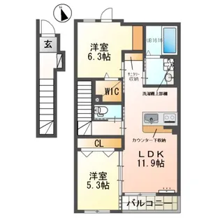 シェルル・ロココモダンⅡ本沢合(仮)【2階】の間取り