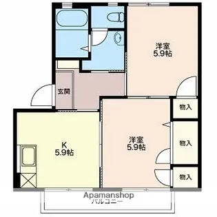 T.TOWNビューテラス【102号室】の間取り