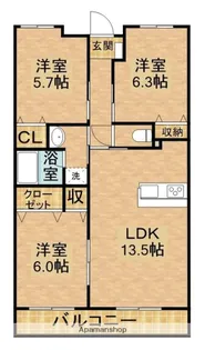 リヴェール・J・34【5階】の間取り