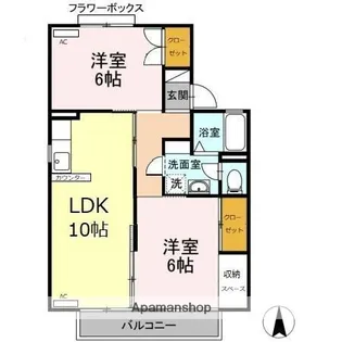 セジュールエイトB【202号室】の間取り