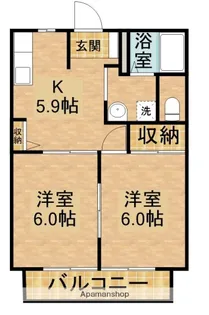ガーデンハウスC【203号室】の間取り