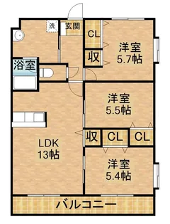 エヴァーグリーン【3階】の間取り