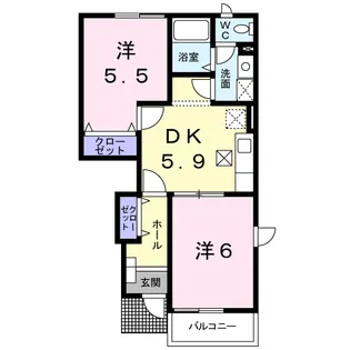 ハイツ陽気C【105号室】の間取り