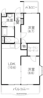 ソレアード【201号室】の間取り