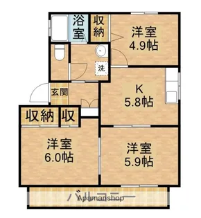 大山壱番館B【201号室】の間取り