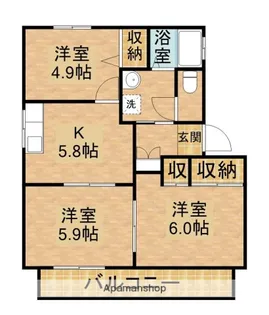 大山壱番館B【202号室】の間取り