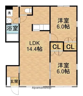 ライフスタイル長尾【102号室】の間取り