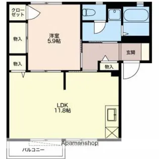 ハイエストハウスB【201号室】の間取り