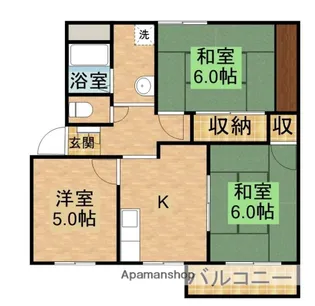 フラット野添B【202号室】の間取り