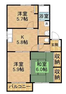 オーシャンヒルズC【202号室】の間取り