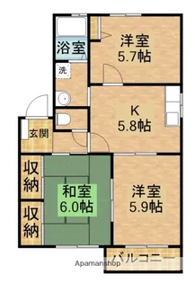オーシャンヒルズE【202号室】の間取り