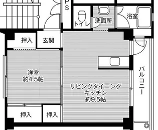 ビレッジハウス大東Ⅱ1号棟【0105号室】の間取り