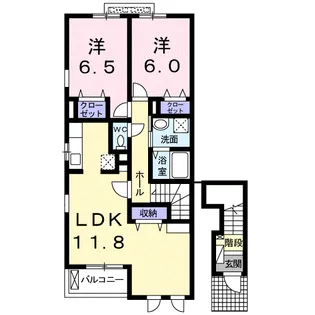 クローバー下平川Ⅰ【2階】の間取り