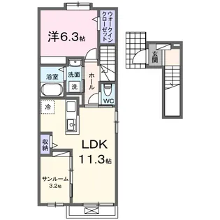 エンブレムB【2階】の間取り