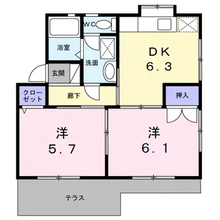フレスコルヤマモト【1階】の間取り