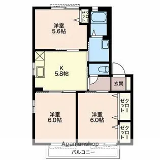 ヒルズガーデン汐見台D【2階】の間取り