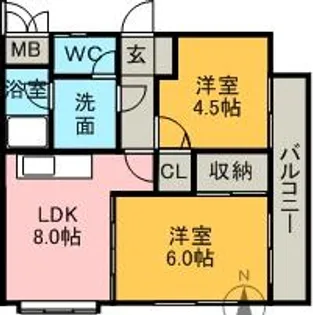 エルアモール【202号室】の間取り