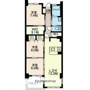 アンソレイエ覚王山【12階】の間取り