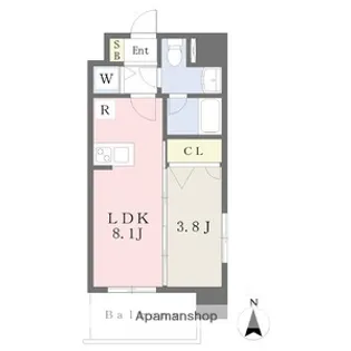カレント茶屋が坂【4階】の間取り