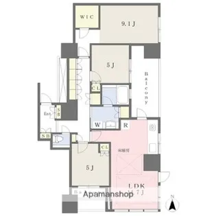 プラウドタワー覚王山【7階】の間取り