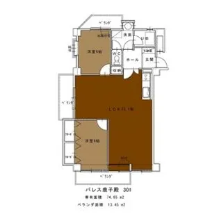 パレス鹿子殿【3階】の間取り