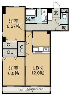 ル・ヴェール鹿子【3階】の間取り