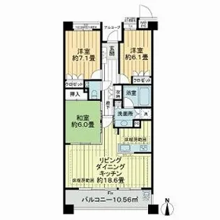 ライオンズヒルズ高峯(参番館)【5階】の間取り