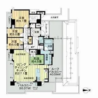 バンベール東山【7階】の間取り