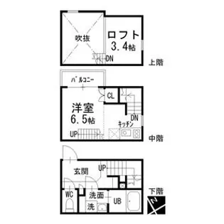 パークサイド北斗【106号室】の間取り