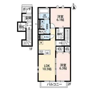 クレール 香流【2階】の間取り