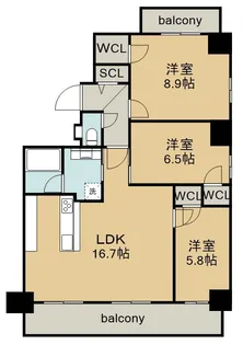メイプルグラン本山【4階】の間取り