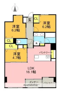 サンメールIMAIKE【4階】の間取り
