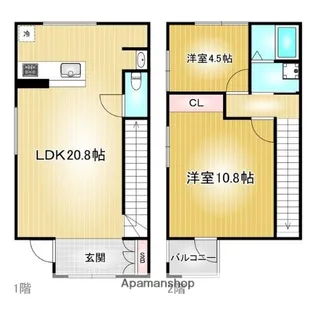 愛知県名古屋市千種区萱場2丁目【テラスハウス】の間取り