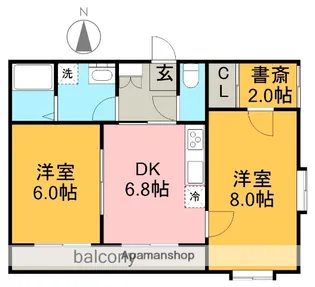 エレガンス中花【1階】の間取り