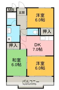 はらサンハイツ【3階】の間取り