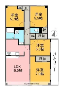 シーズンコート泰明町【5階】の間取り