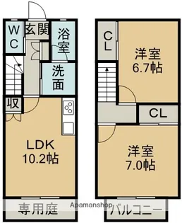 愛知県名古屋市港区東土古町2丁目【テラスハウス】の間取り