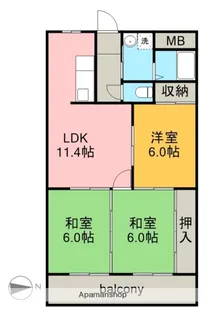 ハーバーグランドハイツ杉浦【3階】の間取り
