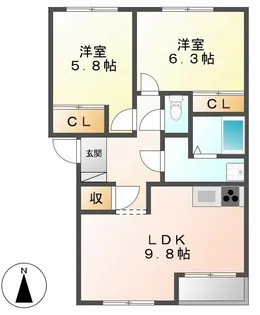 ビーハイヴ【201号室】の間取り