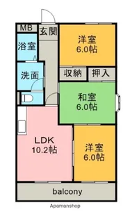 HKハイツ【3階】の間取り