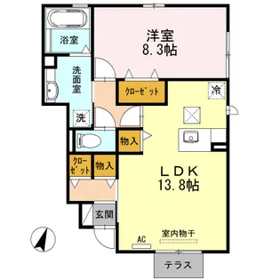 プレイス東かの里【1階】の間取り